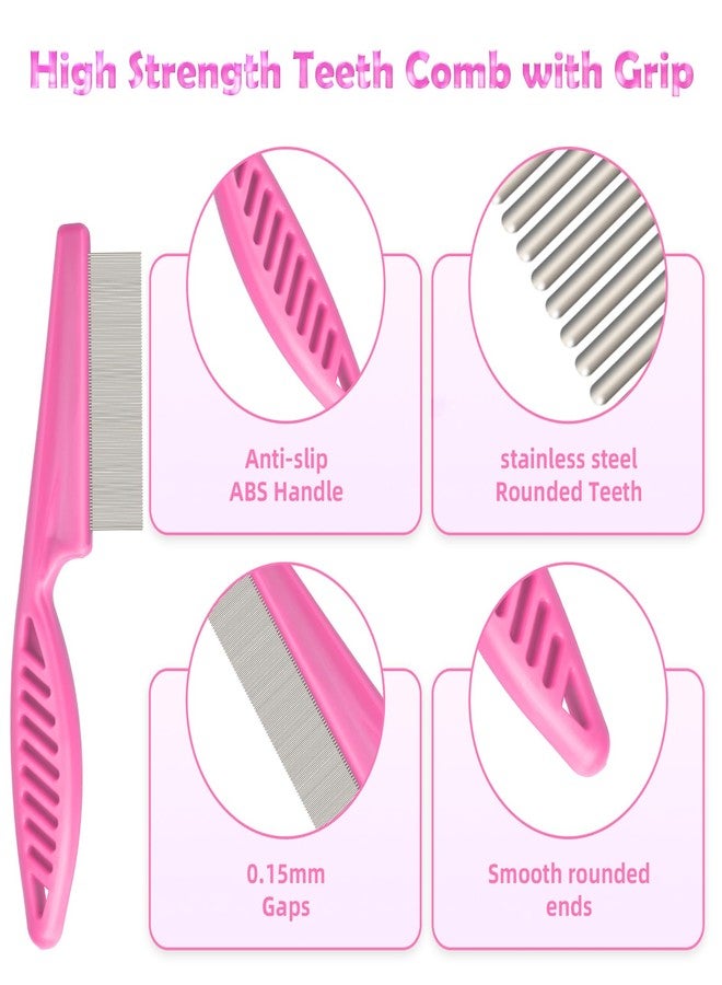 CAPHONT Flea Comb Set for Cats & Dogs - 6 Pack Pet Grooming for Small, Medium & Large Pets (Pink) - Image 2